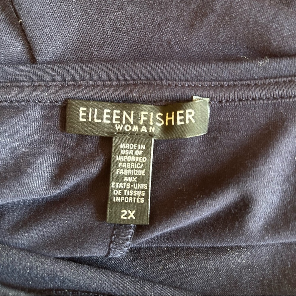 Eileen Fisher Woman sz 2X Jewel Neck jersey dress blue comfy stretch casual soft - Picture 8 of 14